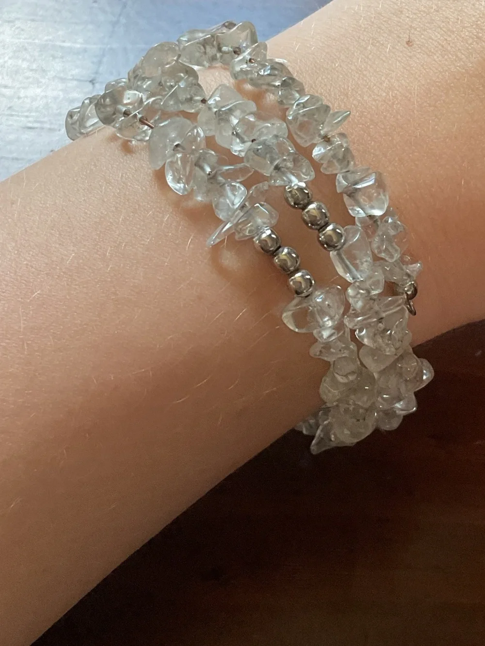Crystal Quartz Chip Gemstone Bracelet
